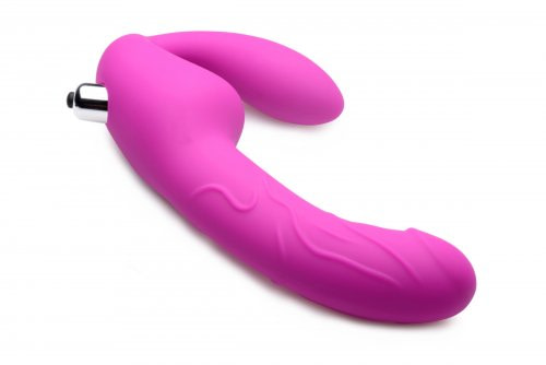 Silicone Strapless Strap On Vibrator Top View
