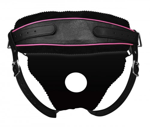 Sexy Low Rise Leather Strap On Harness Back View
