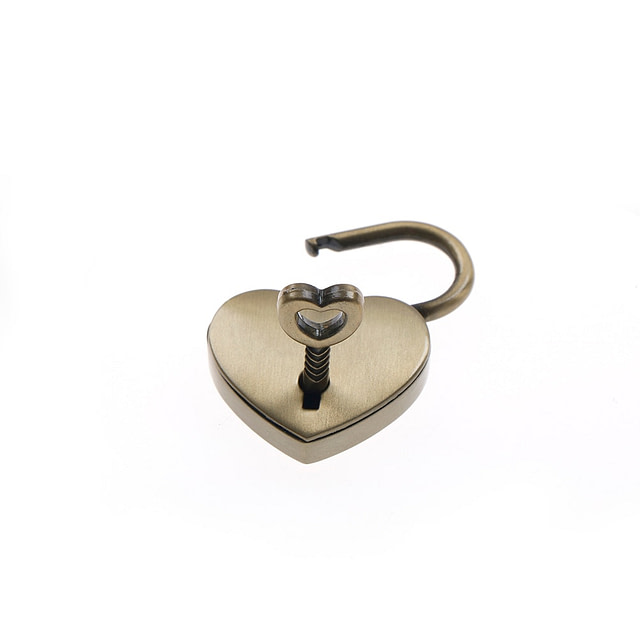 Antique Brass Heart Shaped PadLock Unlocked