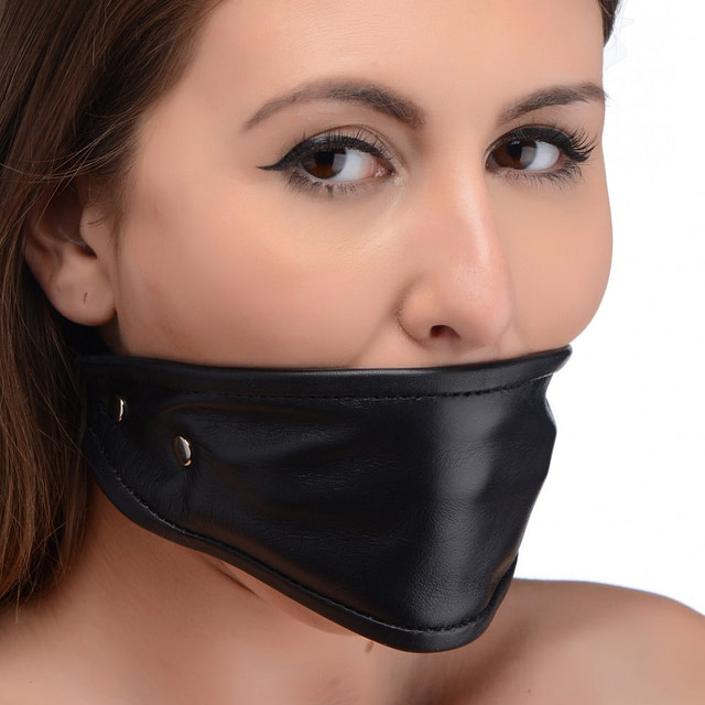 Leather Covered Ball Gag With Female Model