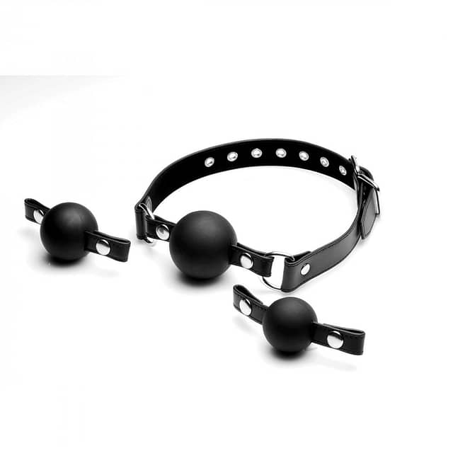 Interchangeable Silicone Ball Gag Set Side Apart