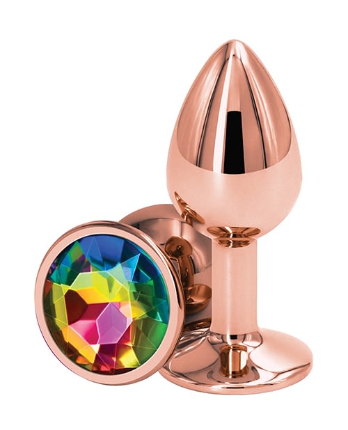 Rose Gold Rainbow Jeweled Butt Plug Th