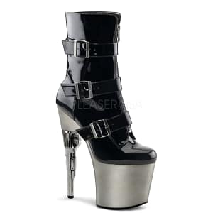 7 inch gun heels buckled ankle boot